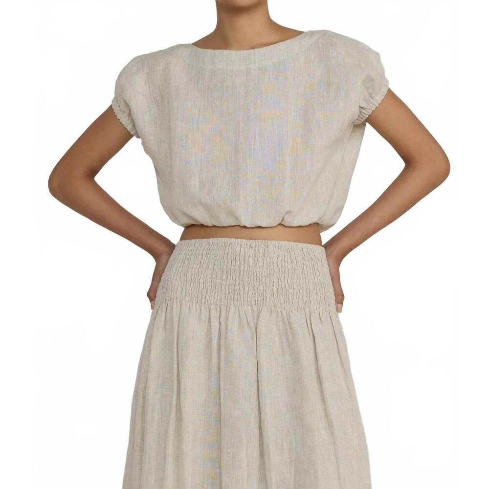 NEW LAUDE THE LABEL bubble crop top in natural